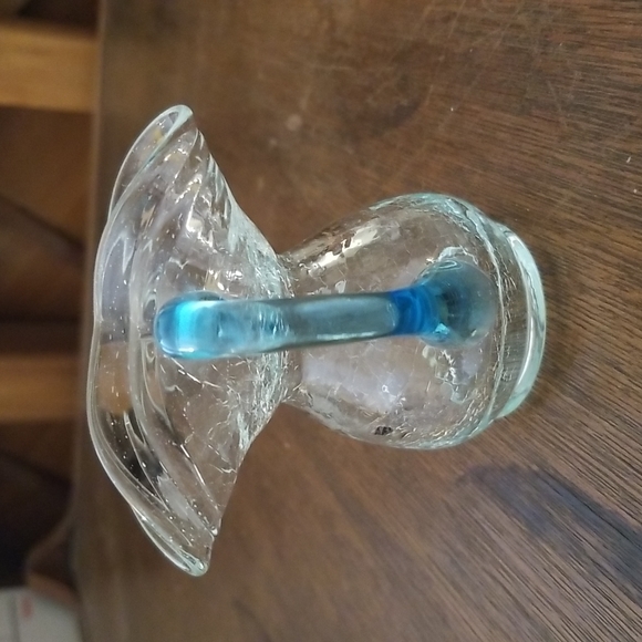 Vintage Clear Miniature Aqua Crackle Glass Pitcher - Picture 4 of 8